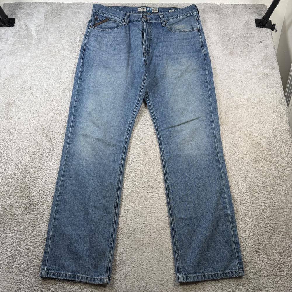 Ariat M2 Jeans Men 36x36 (Fits 36x33) Blue Denim Relaxed Boot Cut Rodeo Workwear